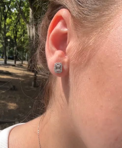 Срібні пусети з муасанітами Emerald Cut 0.5ct 1902-1 фото