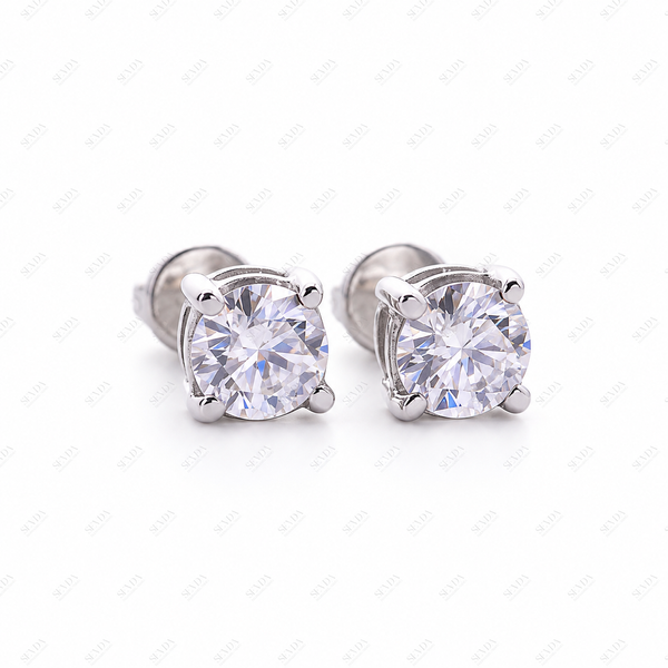 Золоті пусети з муасанітами по 0.5ct 0012-2 фото